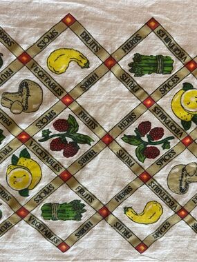 Vintage Cotton Kitchen Towel Fruits, Herbs, Vegetables & Spices MCM 16”X23”